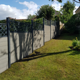 Piranha Composite Fencing Antique Grey Sloped Garden