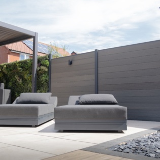 Piranha Antique Grey Composite Fencing with Recliners