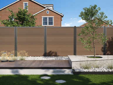 Piranha Slatted Fencing Brown Cedar